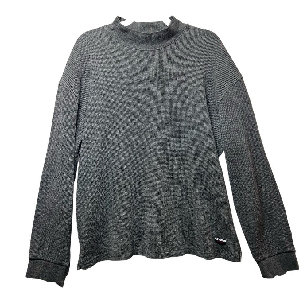 Glacier Gear Outdoor Mock Neck Waffle‎ Knit Long Sleeve Top Gray Size L